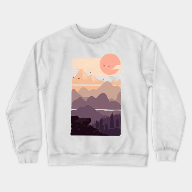 Mountain in sunny day Crewneck Sweatshirt by mohamedayman1